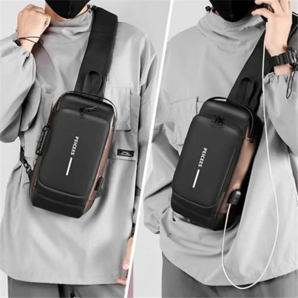 Mens Crossbody Bag Man Bags Mens Purse Anti-theft Leather Sling Bag